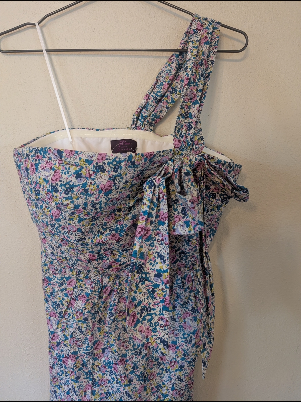 NWT J.Crew x Liberty of London One Shoulder Bow Dress Size 6 - Picture 4 of 11